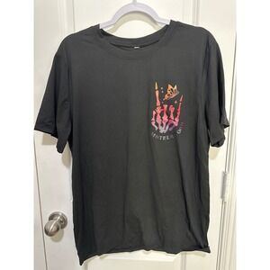 Motherhood Skeleton Graphic T-Shirt Black Short Sleeve Rocker Tee Womens Medium